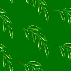 Naklejka premium Abstract, decorative, seamless leaf pattern on green background
