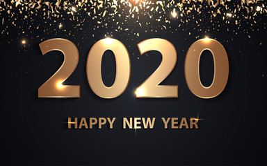 Happy new year vector background with golden sparkle element decoration. Luxury and elegant design template for use element cover, banner, card, advertisinglement cover, banner, card, advertising