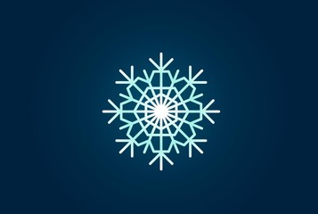 Geometric winter snowflake pattern christmas logo design