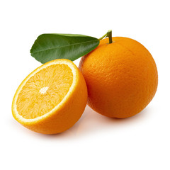 Fresh Sliced ​​oranges and Orange fruit isolated on white background