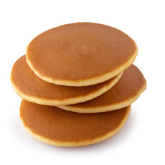 Homemade pancakes isolated on a white background.