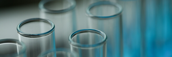 Test tube of glass overflows liquid solution potassium