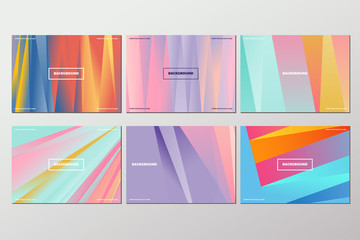 Set Modern colorful wave spectrum flow background set