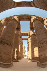 Colonnade of the Great Hypostyle Hall in Luxor Temple in Egypt
