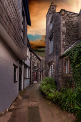A beautiful pedestrian street in Windermere. uk.