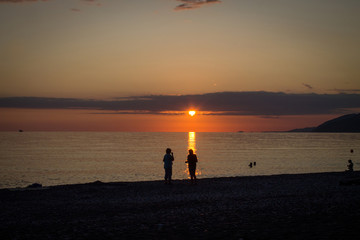 sunset over the sea romantic evening in the tropics