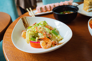 asian set in the cafe