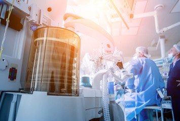 Modern equipment in operating room. Medical devices for neurosurgery.
