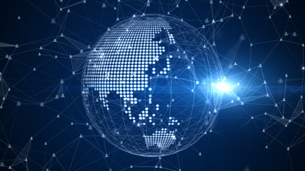 Technology network data connection, Digital network and cyber security concept. Earth element furnished by Nasa.