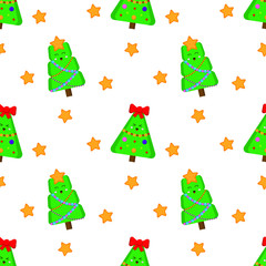 Cute christmas pattern. Seamless pattern with fur trees