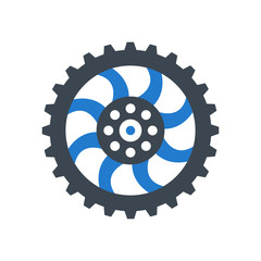 Color gear icon illustration with white background