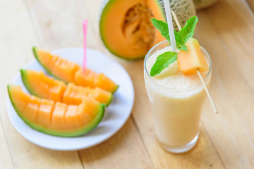 Milk melon Smoothie in glass