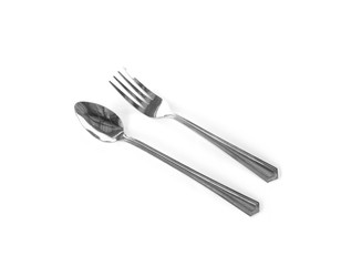 Spoon and fork on a white background