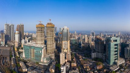 Mumbai's Elphinstone Road-Parel business district with Sea Link in the backdrop. This area is...