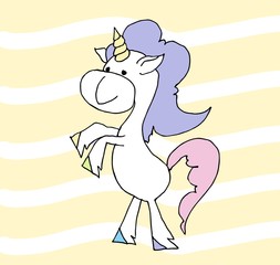 Cute cartoon unicorn. Vector illustration. Сolorful unicorns. 