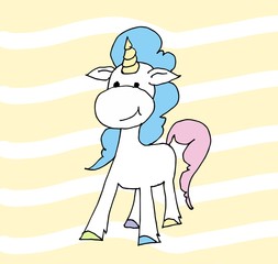 Cute cartoon unicorn. Vector illustration. Сolorful unicorns. 