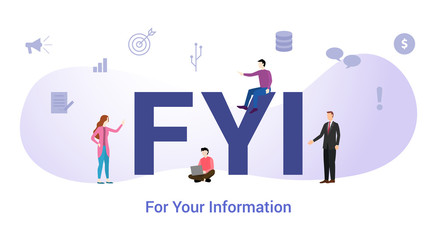 fyi for your information concept with big word or text and team people with modern flat style - vector