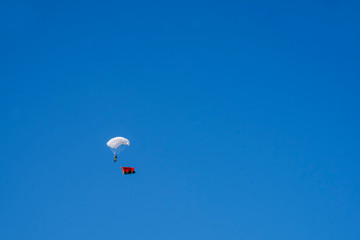 Skydiver with flag of Belorussia