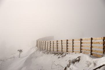 Fog on the top of mountain