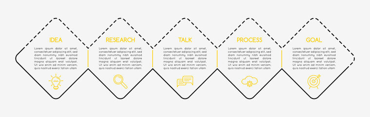 Business infograph with 5 steps. Diagram. Vector