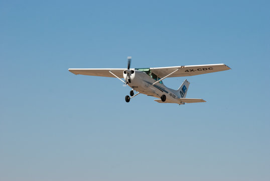 TEL-AVIV, ISRAEL - JANUARY 11, 2019: Cessna 172P Skyhawk II airplane in Sde-Teyman Airport. Beer-Sheva. Israel