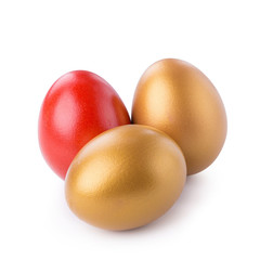 Golden Egg and Red Egg isolated on a white background