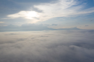 Landscape of Morning Mist with Mountain Layer.