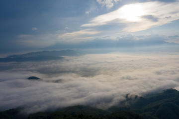 Landscape of Morning Mist with Mountain Layer.