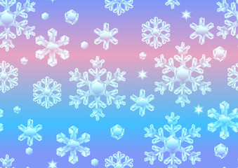 Seamless pattern with crystal snowflakes.