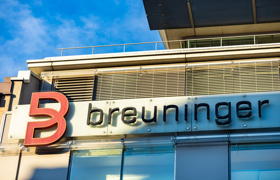 Nuremberg, Germany - October, 2019: View of Breuninger sign logo,  a German luxury fashion store