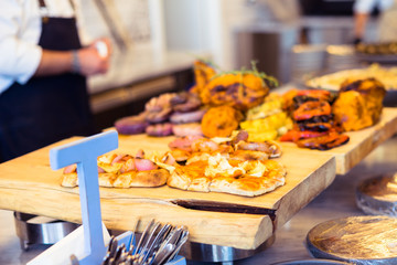 Table served with various dishes and appetizers