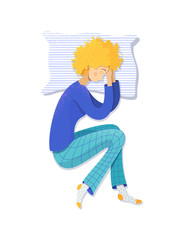 Girl sleeping on her left side vector illustration
