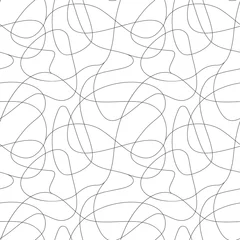 Foto op Plexiglas Lijnkunst Krullen met de hand getekend naadloos patroon