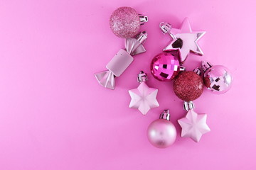 Fototapeta premium Decoration for the New Year or Christmas and pink background.Copy space.