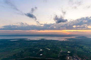 Obraz premium Landscape sunrise and Pa Sak Jolasid Dam, Lopburi Thailand