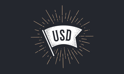 Flag USD. Old school flag banner with text