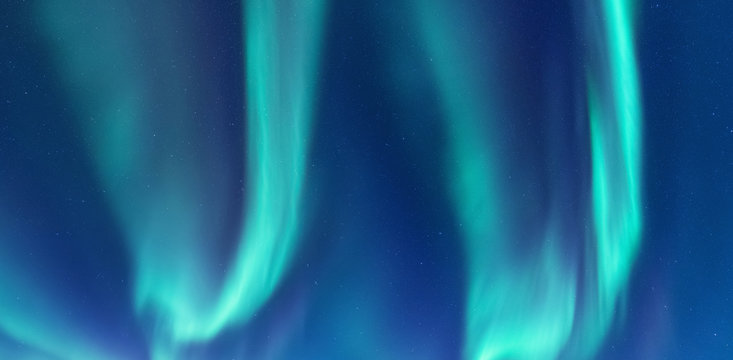 Aurora borealis, Norway. Northen light as a background. Natural composition in the Norway. Travel - image
