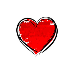 Red watercolor heart made of black thread. valentine’s holiday concept, beauty solon, psychology, web design, medicine. Vector beautiful illustration.