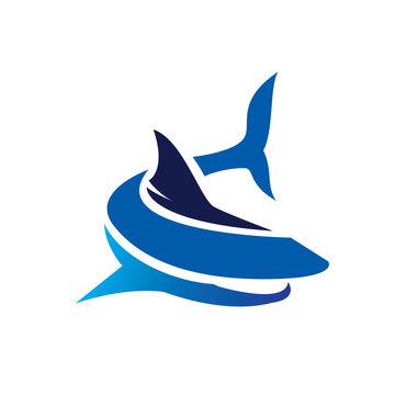 simple elegant Swimming whale logo design inspiration