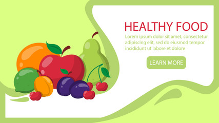 Healthy food web banner template design. Fresh vegetarian