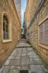 Fototapeta na wymiar Croatia, city of Korcula - fragment of urban architecture