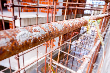 View on empty scaffold at construction site