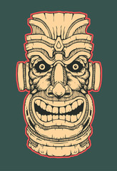 Hawaiian tiki statue mask. hand drawn design element. vector illustration