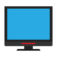 Monitor screen front view display vector icon. Above computer electronic isolated white. Flat PC device equipment office