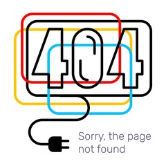 Vector creative template of found 404 error page with electrical