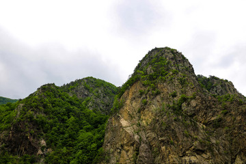 View of the nature on the road Transfagaras in the picturesque mount in Romania. Selective focus