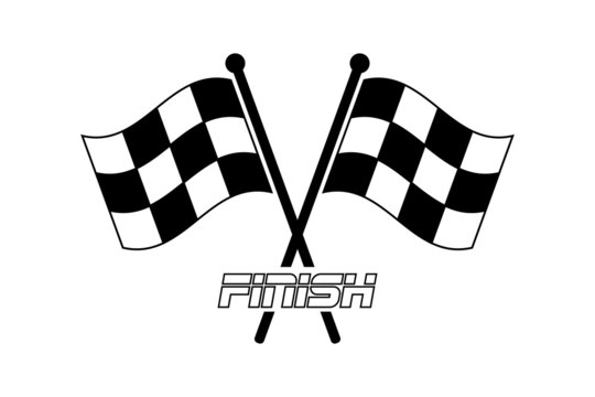 Finishing Racing Flags. Flat Vector Icon. Simple black symbol isolated on white background