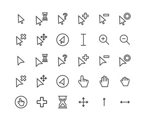Cursor outline icon set. Vector and Illustration.
