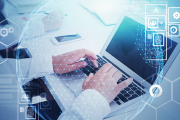 Business people in office, coding and internet