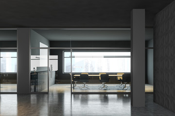 Gray and glass conference room interior